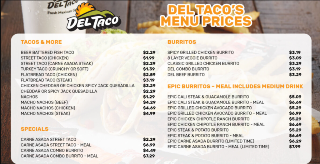 de taco menu