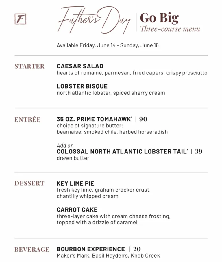 Fleming’s Prime Steakhouse Menu
