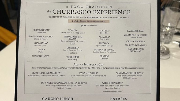 Fogo de Chão Menu