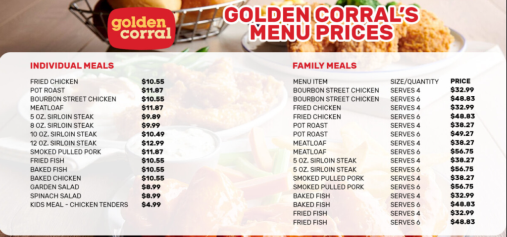 Golden Corral Menu