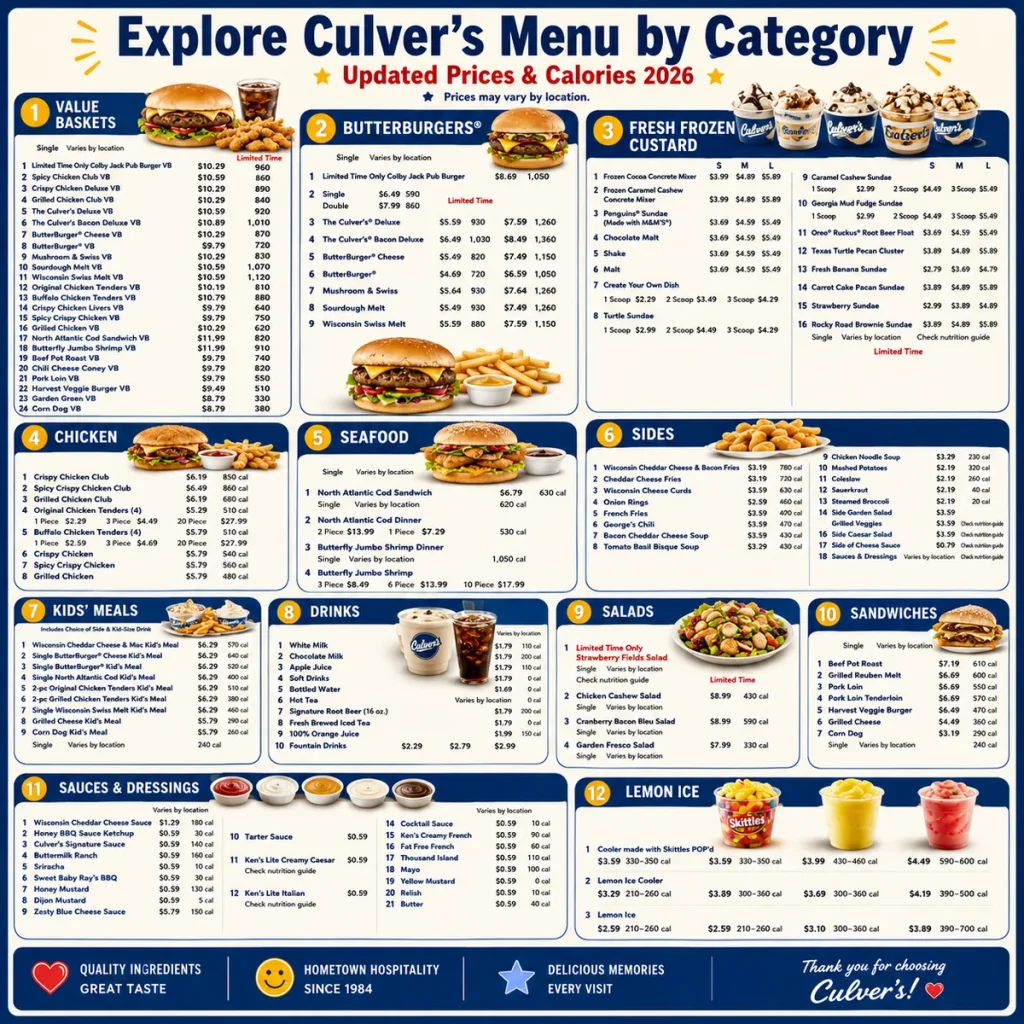 culvers menu