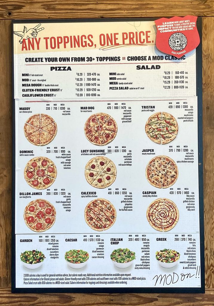 MOD Pizza Menu USA