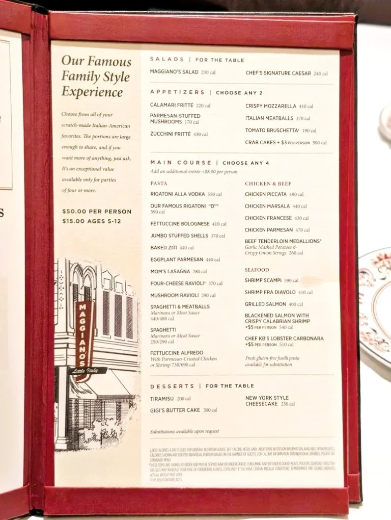 Maggiano’s Little Italy Menu