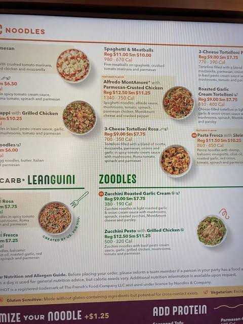 Noodles & Company Menu