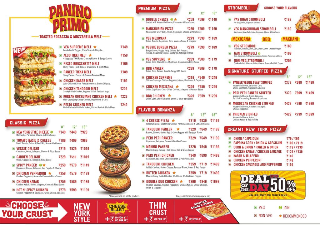 Sbarro Menu USA