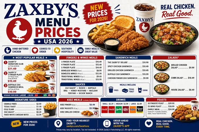 zaxbys menu