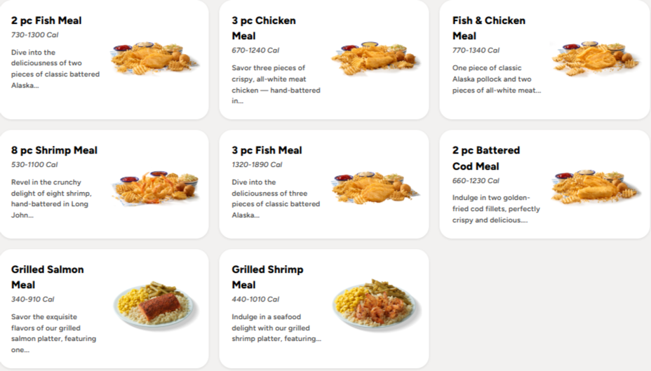 Long John Silver's Menu