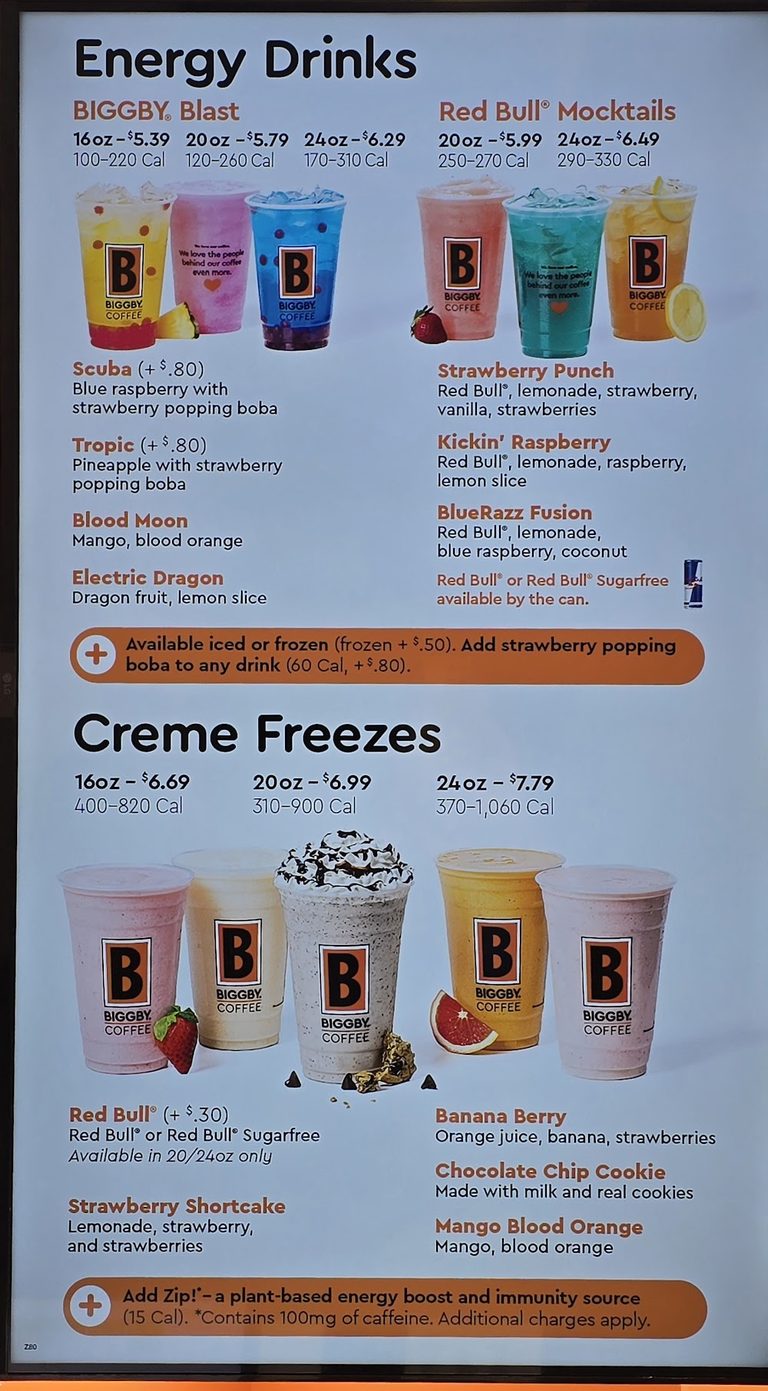 Biggby Coffee Menu