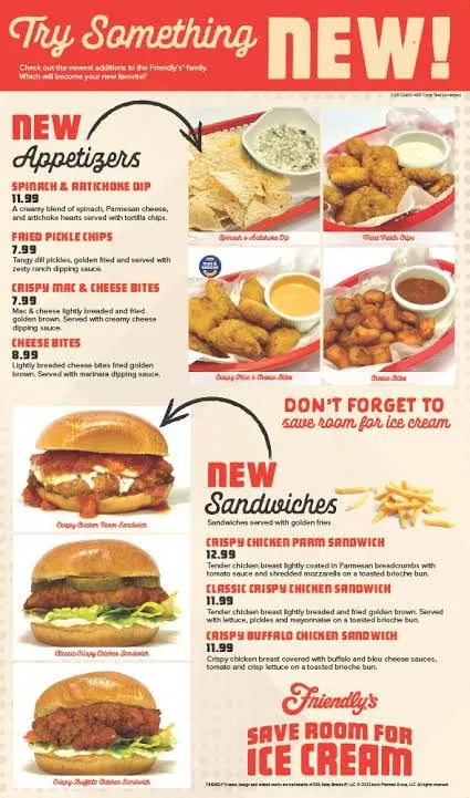 friendly's menu