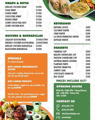 Just Salad Menu
