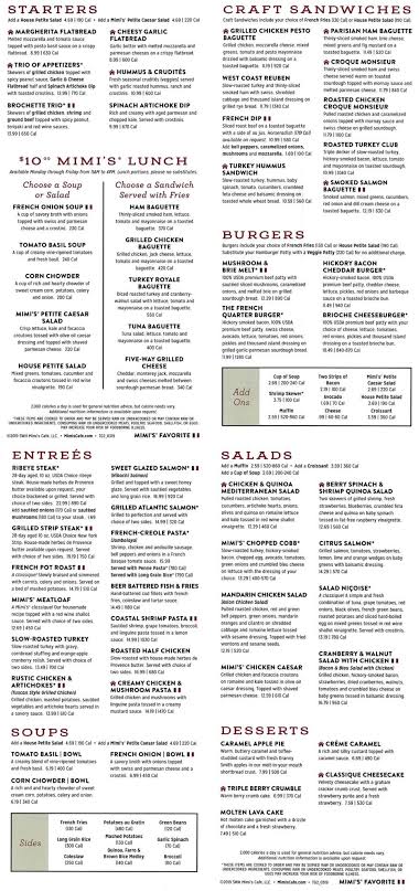 Mimi’s Cafe Menu