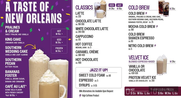 PJ’s Coffee Menu