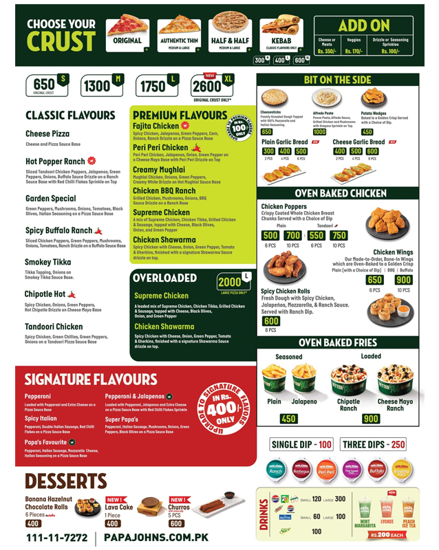Papa John’s Menu