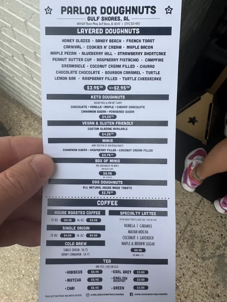 Parlor Doughnuts Menu