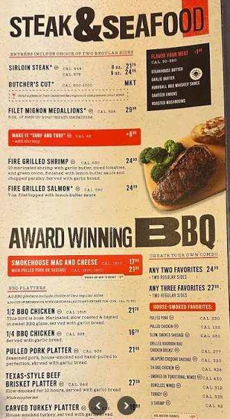 Smokey Bones Menu