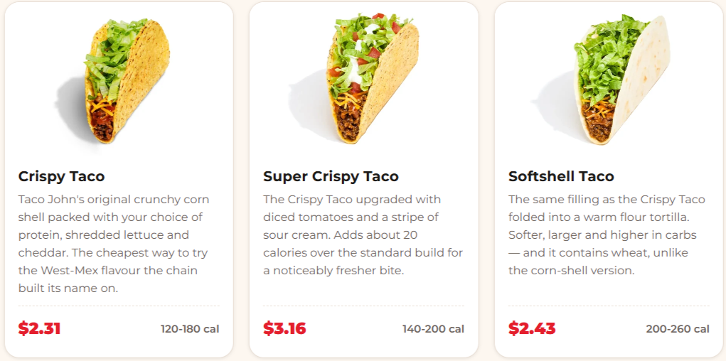 Taco John's Menu
