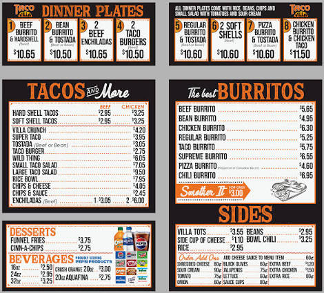 Taco Villa Menu