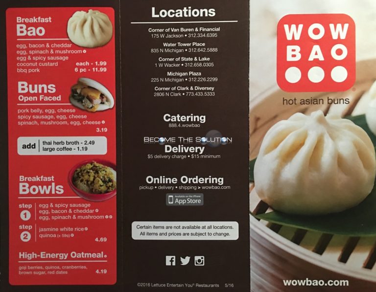Wow Bao Menu