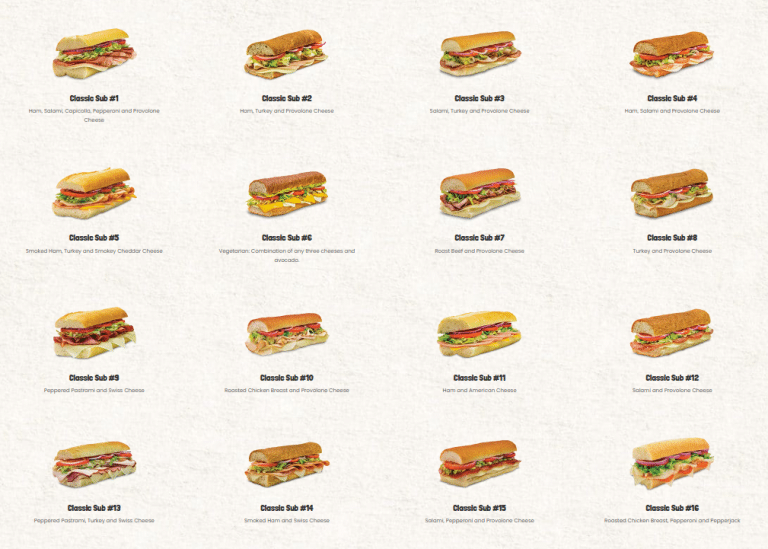 port of subs menu