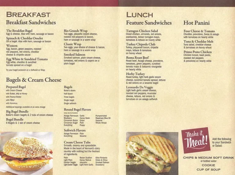 Bruegger's Bagels Menu