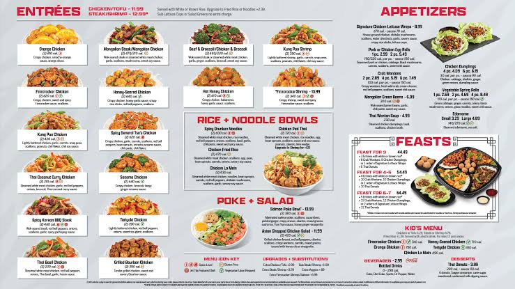 Pei Wei Menu